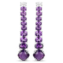 18K White Gold Plated 7.58 Carat Genuine Amethyst and White Topaz .925 Sterling Silver Earrings-1
