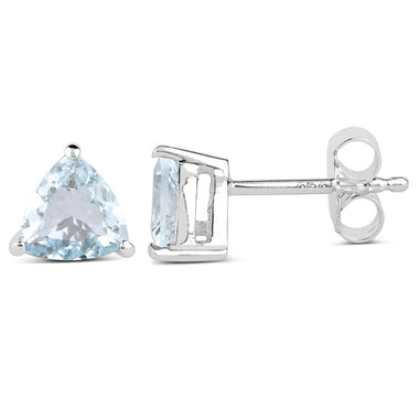 1.26 Carat Genuine Aquamarine .925 Sterling Silver Earrings - 0