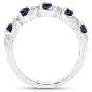 0.64 Carat Genuine Blue Sapphire and White Topaz .925 Sterling Silver Ring-2