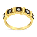 10K Yellow Gold Flashed .925 Sterling Silver Miracle-Set Diamond 5-Stone Ring Band (1/4 Cttw, J-K Color, I2-I3 Clarity) - Size 7-1