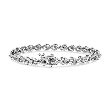.925 Sterling Silver 1/10 Cttw Round-Cut Diamond Links of Flame Bracelet (I-J Color, I3) - 7.25" - 0