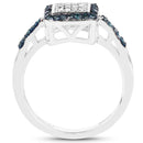 0.28 Carat Genuine Blue Diamond and White Diamond .925 Sterling Silver Ring-2