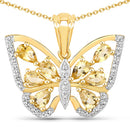 1.81 Carat Genuine Citrine and White Topaz .925 Sterling Silver Pendant-1