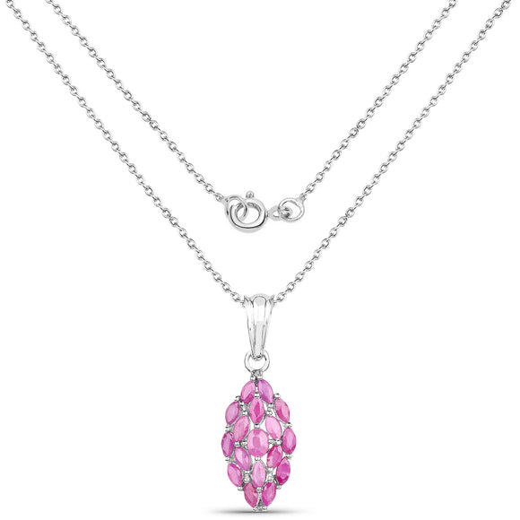 1.66 Carat Genuine Ruby .925 Sterling Silver Pendant