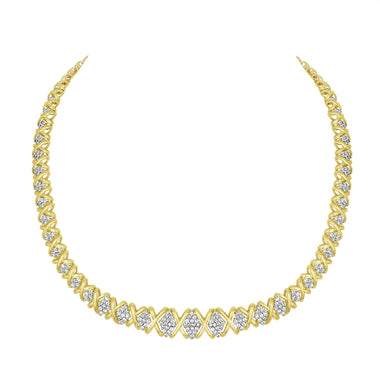 10K Yellow Gold 4 cttw Brilliant Round-Cut Diamond Graduating Riviera Statement Necklace (H-I Color, I2-I3 Clarity) - 0