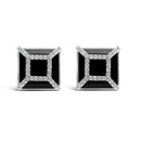 14K White Gold 3/8ct Diamond with 11x11MM Black Onyx Stud Earrings (G-H Color, SI1-SI2 Clarity)-1