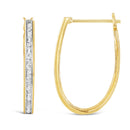 10K Yellow Gold 1.00 Cttw Round and Baguette-Cut Diamond U-Hoop Earrings (H-I Color, SI2-I1 Clarity)-3