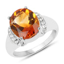 3.94 Carat Genuine Madeira Citrine & White Topaz .925 Sterling Silver Ring-1