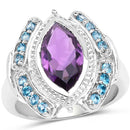 3.06 Carat Genuine Amethyst and London Blue Topaz .925 Sterling Silver Ring-1