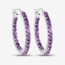 1.44 Carat Genuine Amethyst .925 Sterling Silver Earrings-4