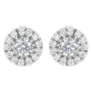 14k White Gold 1 cttw Diamond Halo Stud Earrings (I-J Clarity, I1-I2 Color)-3