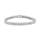 14K White Gold 4 3/8 Cttw Alternating Invisible Set Princess and Baguette Diamond Tennis Bracelet (G-H Color, VS1-VS2 Clarity) - Size 7"-1