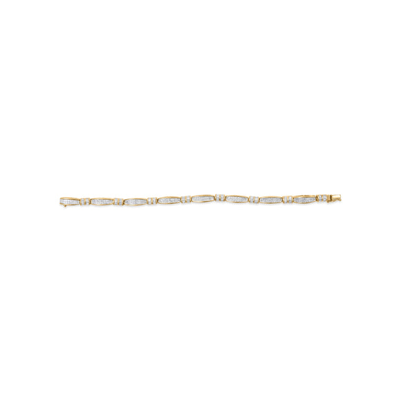 14K Yellow Gold Princess and Baguette Cut Diamond Beaded Bracelet (3.00 cttw, H-I Color, SI1-SI2 Clarity)