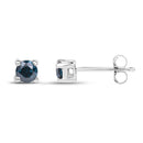 0.21 Carat Genuine Blue Diamond .925 Sterling Silver Earrings-2
