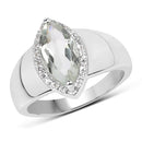 1.64 Carat Genuine Green Amethyst and White Topaz .925 Sterling Silver Ring-1
