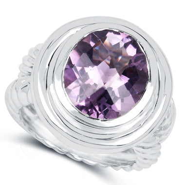 6.92 Carat Genuine Amethyst .925 Sterling Silver Ring - 0