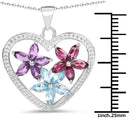2.35 Carat Genuine Amethyst, Swiss Blue Topaz and Rhodolite .925 Sterling Silver Pendant-3