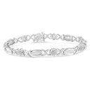 .925 Sterling Silver 1.0 Cttw Round-Cut and Baguette-Cut Diamond X-Link Bracelet (I-J Color, I1-I2 Clarity) - 7"-1