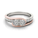 Two Stone Diamond Ring in 14k White And Rose Gold (3/4 cttw)-2