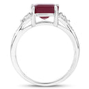 4.49 Carat Glass Filled Ruby and White Topaz .925 Sterling Silver Ring-2