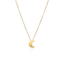 14k Yellow Gold Polished Moon Necklace with Diamond-2