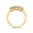 10K Yellow Gold 1/2 Cttw Miracle Set Round Diamond Three Stone Illusion Plate Ring (I-J Color, I2-I3 Clarity) - Size 7-5