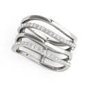 14k White Gold Multiple Band Design Ring with Diamonds (3/8 cttw)-1