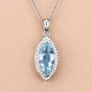 2.55 Carat Genuine Aquamarine and White Diamond 14K White Gold Pendant-4