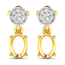 0.11 Carat Genuine White Diamond 14K Yellow Gold Semi Mount Earrings - holds 7x5mm Oval Gemstones-1