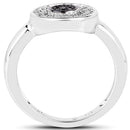 0.20 Carat Genuine Black Diamond and White Diamond .925 Sterling Silver Ring-2