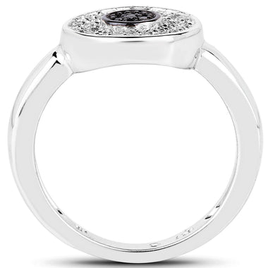 0.20 Carat Genuine Black Diamond and White Diamond .925 Sterling Silver Ring - 0