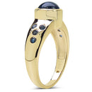 14K Yellow Gold Plated 1.87 Carat Genuine Blue Sapphire & White Diamond .925 Sterling Silver Ring-3