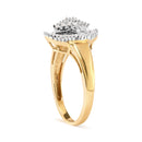 10K Yellow Gold 1/2 Cttw Round And Baguette-cut Diamond Rhombus Head and Halo Ring (I-J Color, I1-I2 Clarity) - Ring Size 7-3
