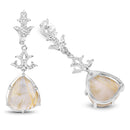 15.97 Carat Genuine Golden Rutile And White Topaz .925 Sterling Silver Earrings-2