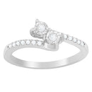 10K White Gold 1/4 Cttw Two-Stone Diamond Bypass Engagement Ring-1