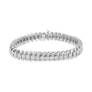 14K White Gold 5.0 Cttw Princess Cut Diamond 7" Invisible Set Wavy S-Link Tennis Bracelet (G-H Color, SI1-SI2 Clarity)-2