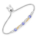 0.77 Carat Genuine Tanzanite and White Sapphire .925 Sterling Silver Bracelet-1