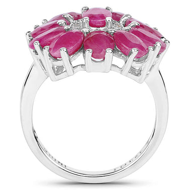 5.83 Carat Genuine Ruby and White Zircon .925 Sterling Silver Ring - 0