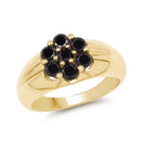 14K Yellow Gold Plated 0.91 Carat Genuine Black Diamond .925 Sterling Silver Ring-1