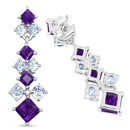 4.94 Carat Genuine Amethyst & Blue Topaz .925 Sterling Silver Earrings-3