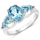3.37 Carat Genuine Swiss Blue Topaz .925 Sterling Silver Ring-1
