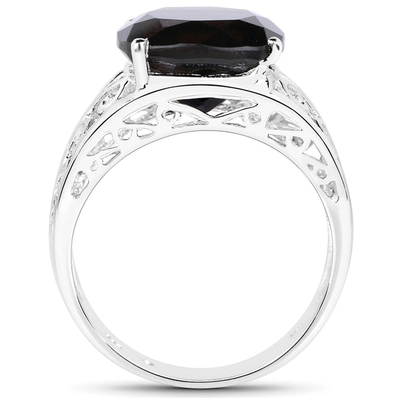 7.09 Carat Genuine Smoky Quartz .925 Sterling Silver Ring
