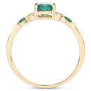 1.07 Carat Genuine Zambian Emerald and White Diamond 14K Yellow Gold Ring-2