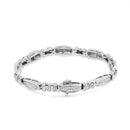 14K White Gold 2.0 Cttw Channel-Set Alternating Baguette and Princess-Cut Diamond Link Bracelet (H-I Color, SI2-I1 Clarity) - Size 7-2