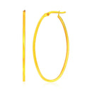 14k Yellow Gold Slim Oval Shape Hoop Earrings-1