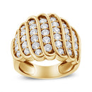 14K Yellow Gold Plated .925 Sterling Silver 2.00 Cttw Diamond Multi Row Band Ring (J-K Color, I1-I2 Clarity) - Ring Size 7-2