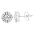 14k White Gold 1 cttw Diamond Halo Stud Earrings (I-J Clarity, I1-I2 Color)-1