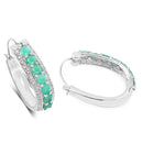 3.42 Carat Genuine Emerald and White Diamond .925 Sterling Silver Earrings-2