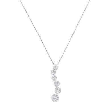 14K White Gold 1 cttw Diamond Cluster Journey Pendant Necklace (H-I, I1-I2) - 0