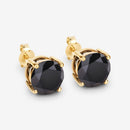 3.48 Carat Genuine Black Diamond 14K Yellow Gold Earrings-4
